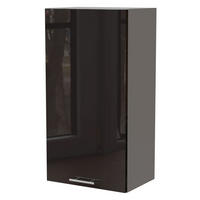 KÜCHENHÄNGESCHRANK Essen W4/50 Schwarz Hochglanz / Grau Matt 50 / 32,5 / 96cm - Schwarz Hochglanz/Schwarz, Holz/Holzwerkstoff (50/96/32.5cm) - Feldmann-Wohnen