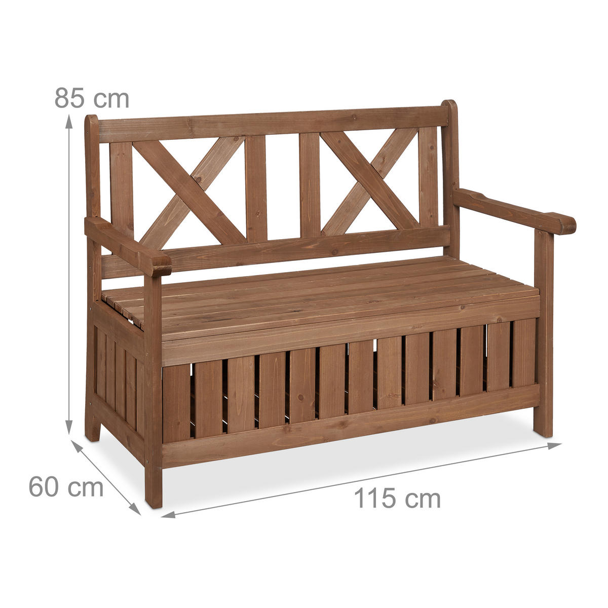 GARTENBANK - Dunkelbraun, Holz (115/85/60cm) - Relaxdays