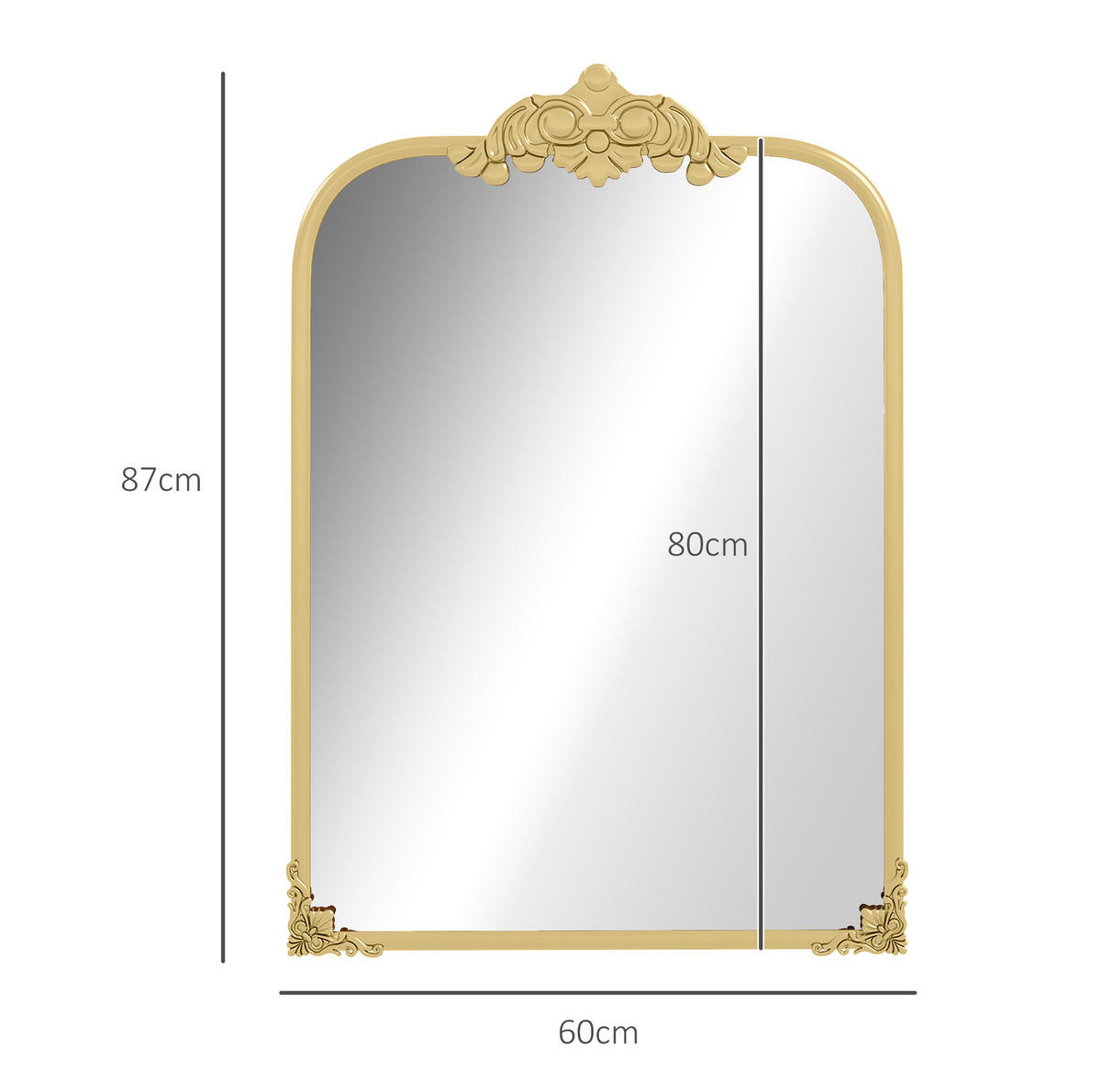WANDSPIEGEL 60/3/87 cm Gold aus Glas mit Barockstil - Goldfarben, Glas (3/87/60cm) - OKWISH