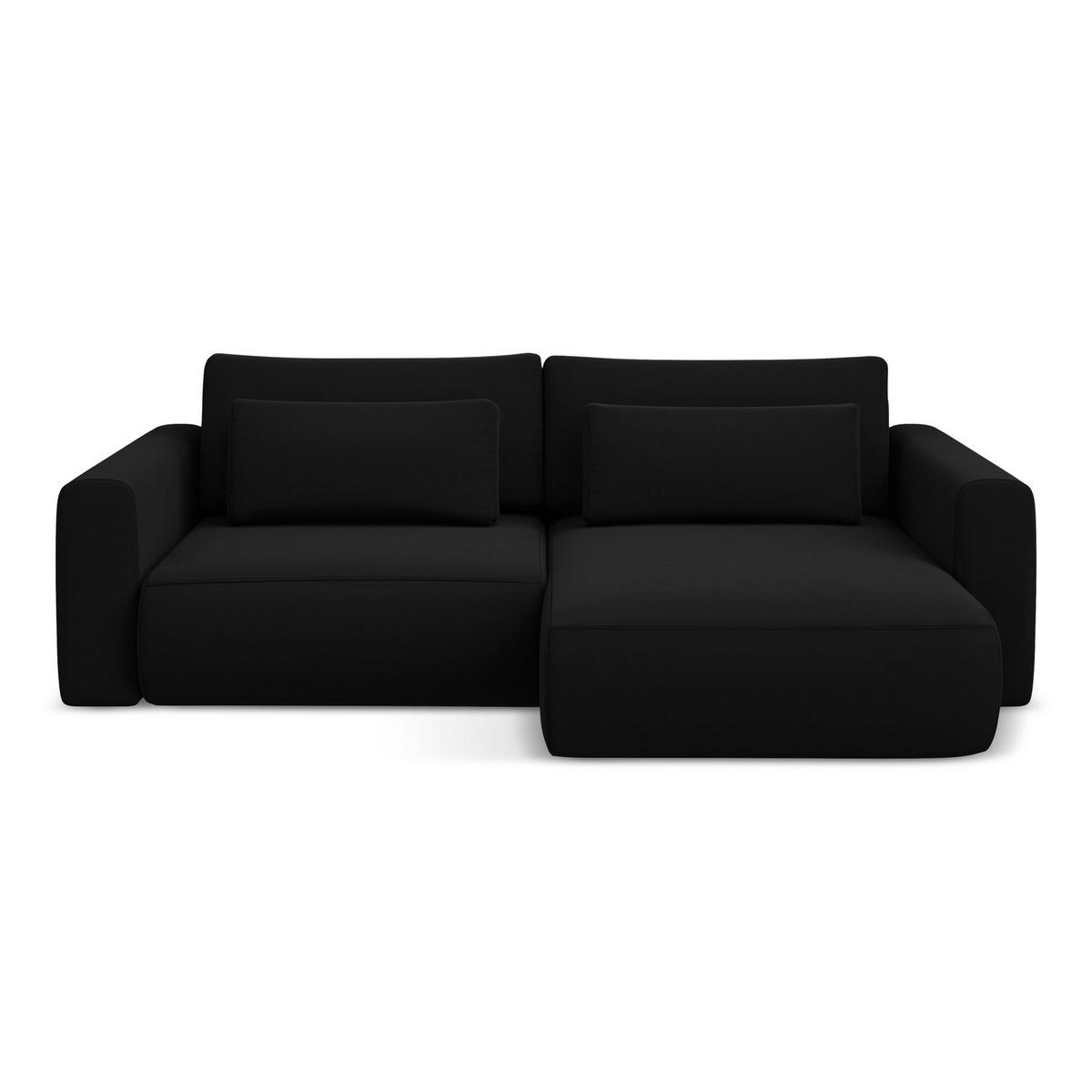 ECKSOFA mit Schlaffunktion Samt Stoff Schwarz - Schwarz, Kunststoff/Textil (240/149cm) - LaMiaSofa
