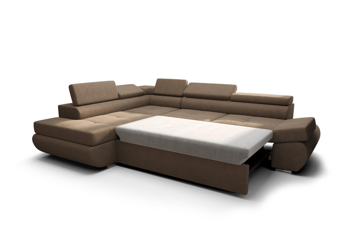 ECKSOFA KONGO RBN03, Eckcouch in L-Form mit Schlaffunktion, Farbe: Rosa, Velourstoff, Ottomane Links - Rosa, Textil (280/200cm) - O-Sofa