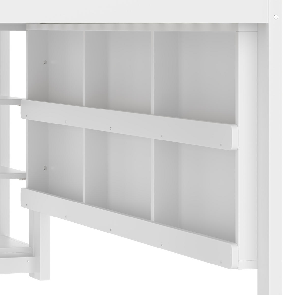 HOCHBETT 90x200 cm in Weiß mit Rutsche, Treppe, LED-Leiste und Regalen - Weiß, Holz (90/200cm) - IVMEU
