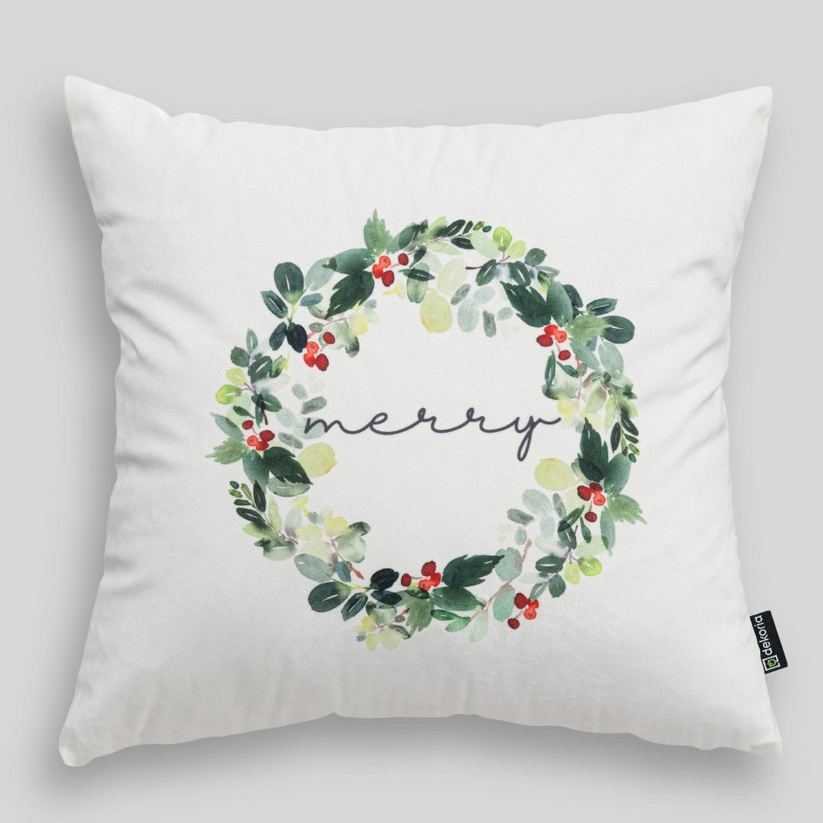 KISSENHÜLLE Merry Wreath 43x43 cm - Weiß, Textil (43/1cm) - Dekoria