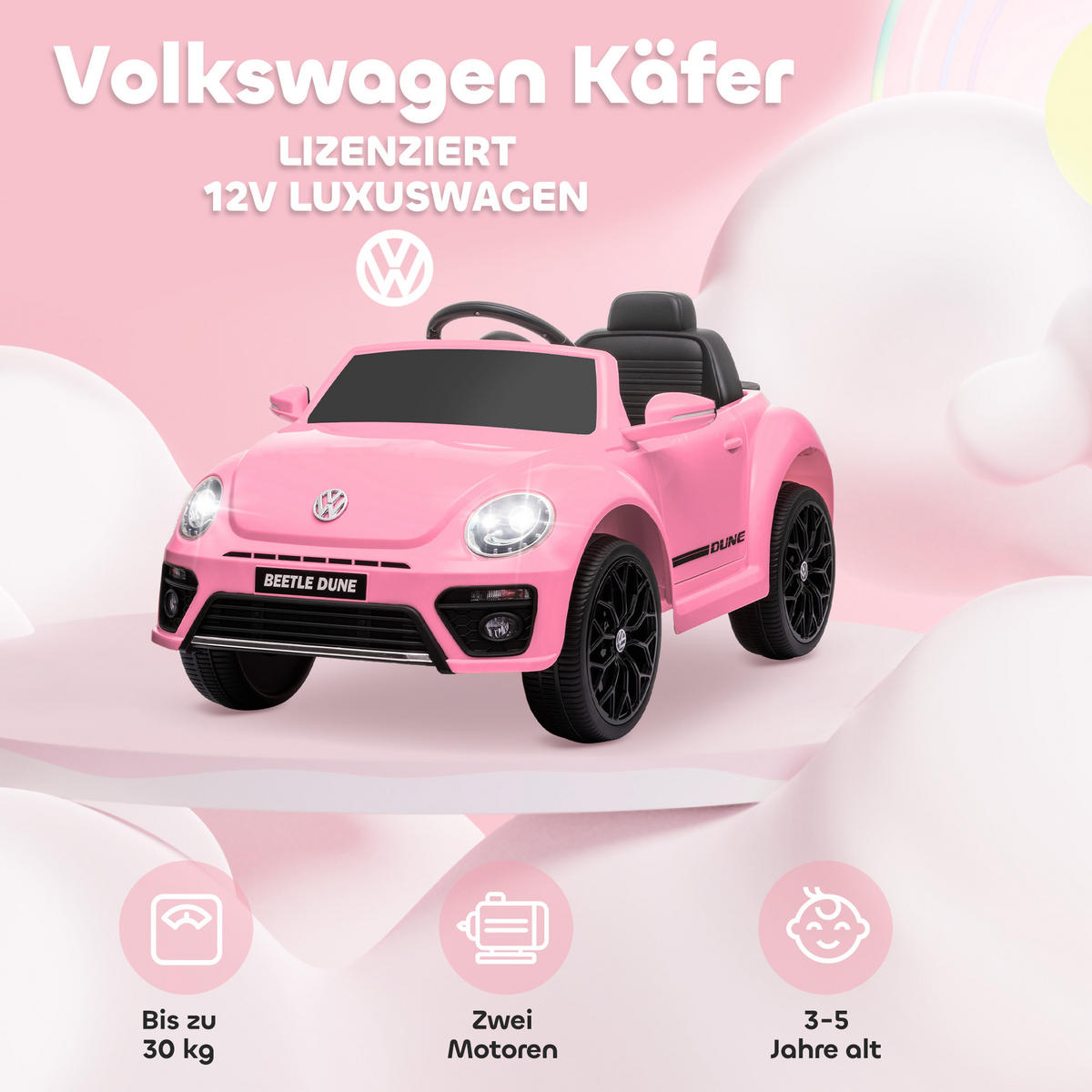 KINDER ELEKTROAUTO, Kunststoff, Metall, Rosa - Rosa, Kunststoff (97/56.5/46cm) - AIYAPLAY