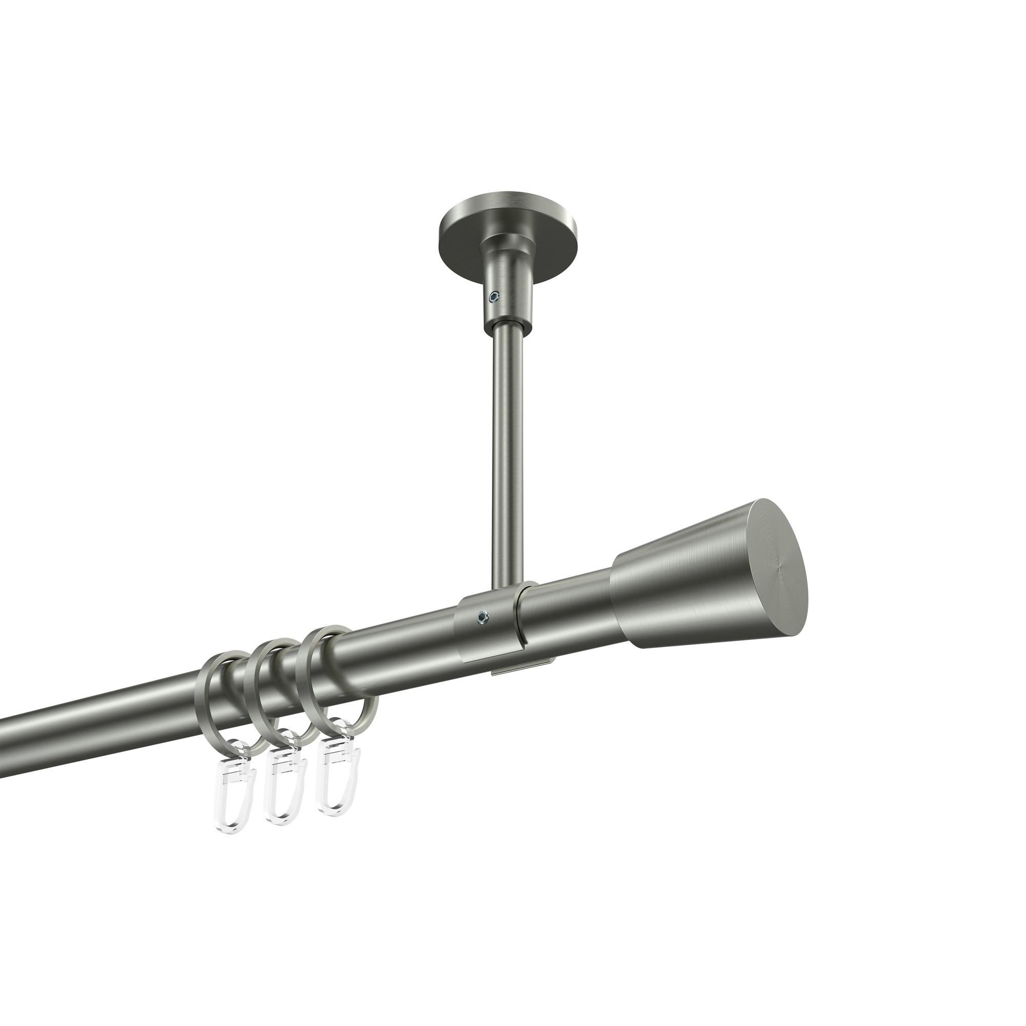 GARDINENSTANGEN-SET Sonette Sitra 100 cm, 1-läufig, 20 mm Ø Edelstahl-Optik - Edelstahlfarben, Metall (100cm) - INTERDECO