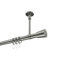 GARDINENSTANGEN-SET Sonette Sitra 200 cm, 1-läufig, 20 mm Ø Edelstahl-Optik - Edelstahlfarben, Metall (200cm) - INTERDECO