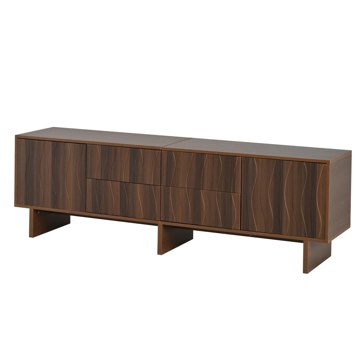 TV-LOWBOARD aus Spanplatte 180x40x56 cm Walnuss mit 4 Schubladen und 2 Türen - Braun, Holzwerkstoff (180/56/40cm) - IVMEU