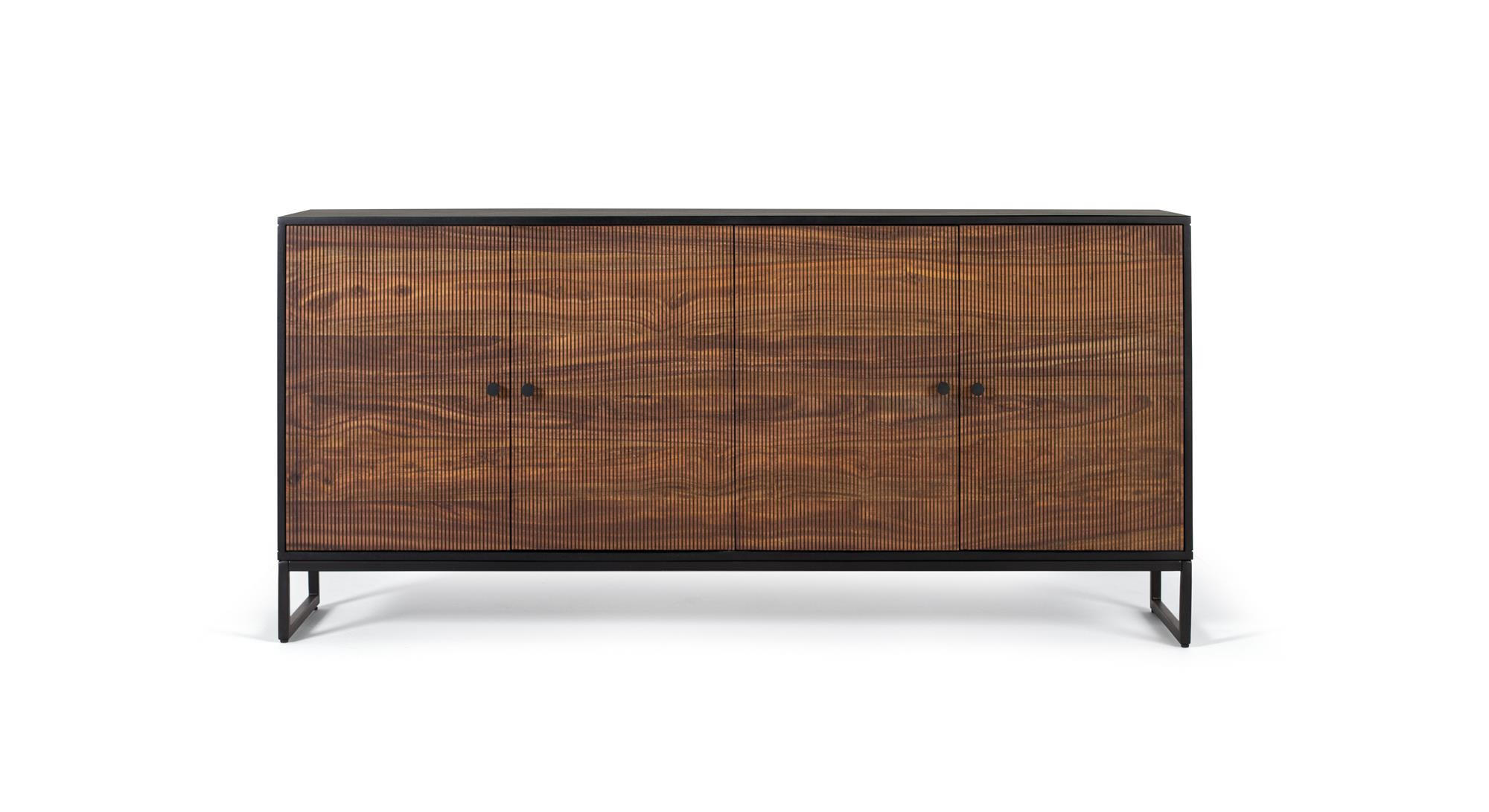 SIDEBOARD mit 4 Türen aus Palisander und Mangoholz - Schwarz, Holz (40/80/170cm) - Giner y Colomer