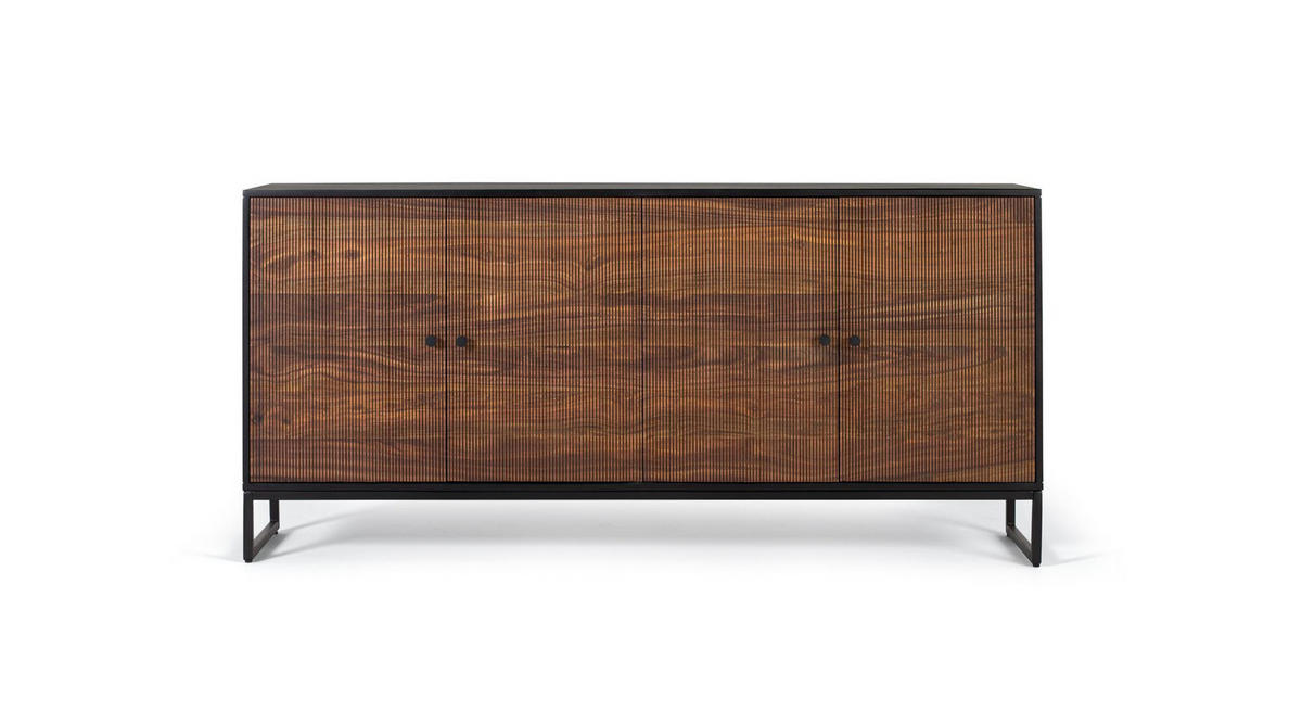 SIDEBOARD mit 4 Türen aus Palisander und Mangoholz - Schwarz, Holz (40/80/170cm) - Giner y Colomer