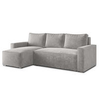 ECKSOFA POTARO LM Hellgrau Chenille mit Schlaffunktion - Hellgrau, Holzwerkstoff/Textil (232/140cm) - MASSENO