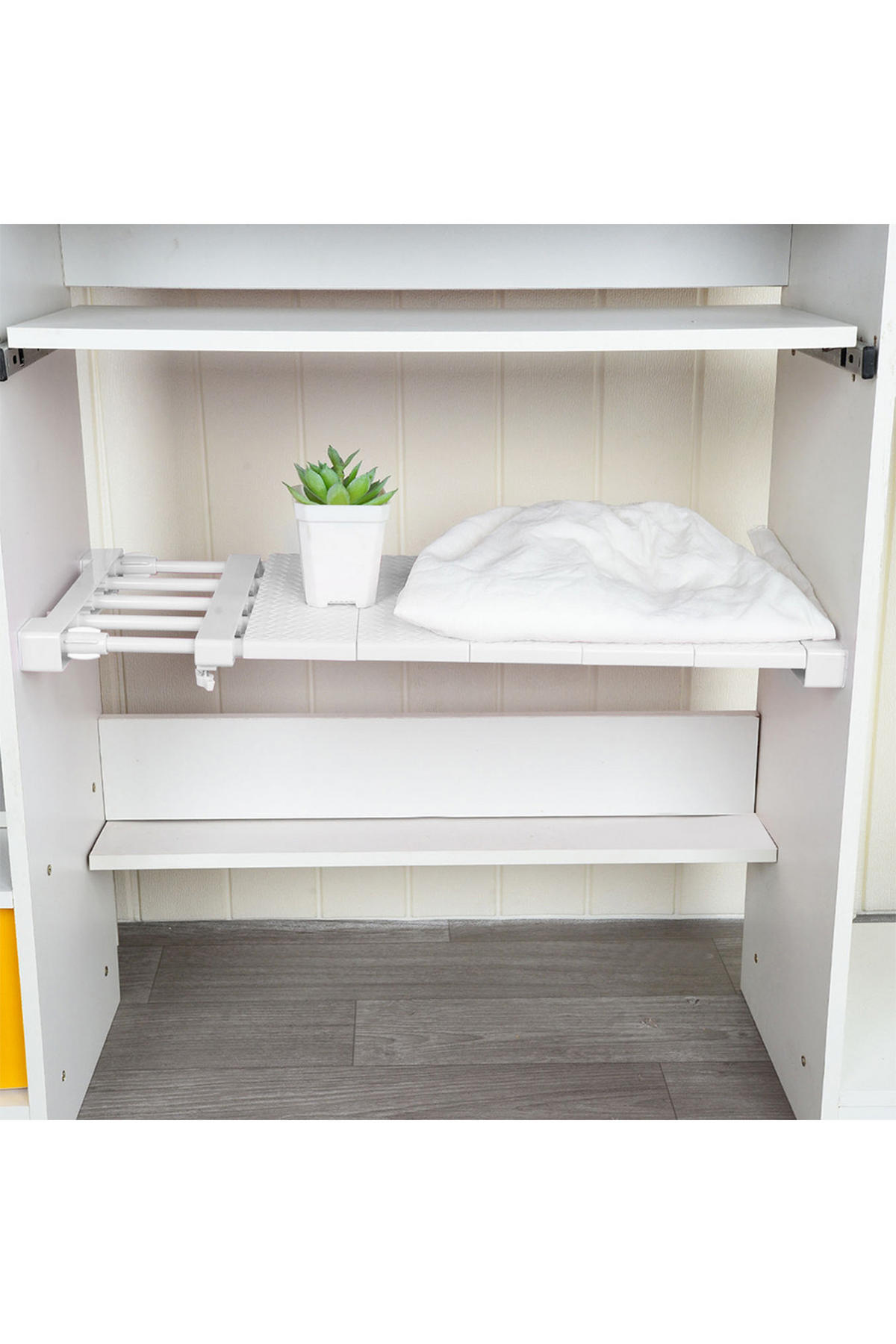 SCHRANK-SPANNREGAL in Weiß Verstellbares - Weiß, Kunststoff (24/50/1.5cm) - Livingandhome