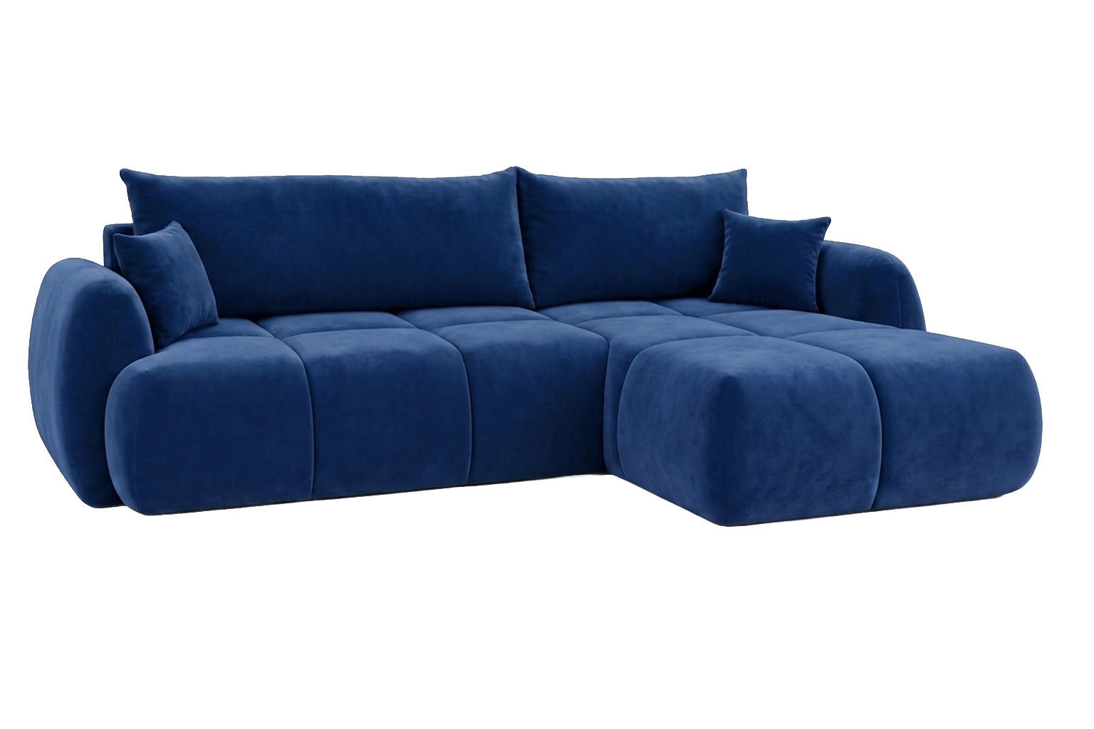 ECKSOFA Mit Schlaffunktion Und Bettkasten, Veloursstoff Bluvel, Tintenblau, Rechts, COCO - Blau, Holz (275/180cm) - Kaiser Möbel