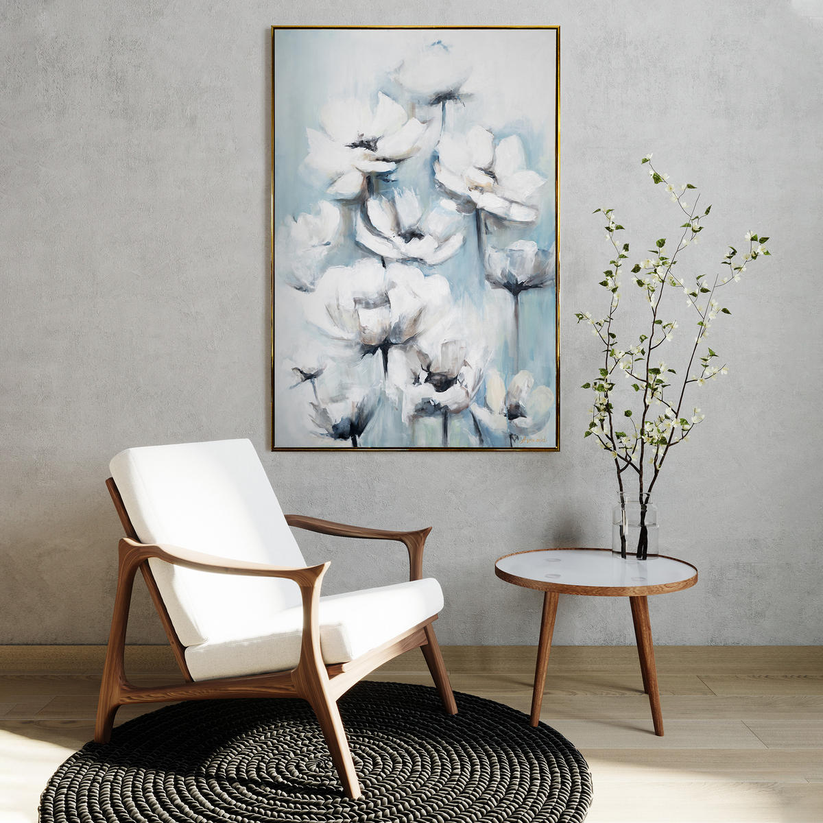 GEMÄLDE Blumige Zärtlichkeit Schattenfugenrahmen Gold 140x100 cm - Goldfarben, Holz (140/100cm) - YS-art gallery