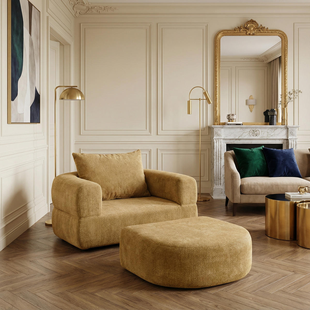 SCHLAFSESSEL in Chenille-Optik - Taupe, Textil (100/42/90cm) - Urban Meuble