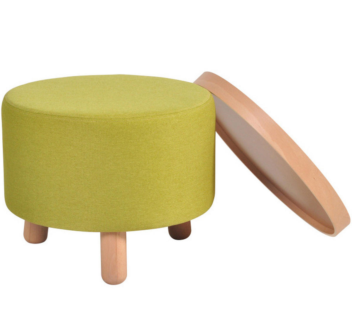 HOCKER BEISTELLTISCH Molde Ø50x40cm, Grün - Grün, Textil (50/50/40cm)