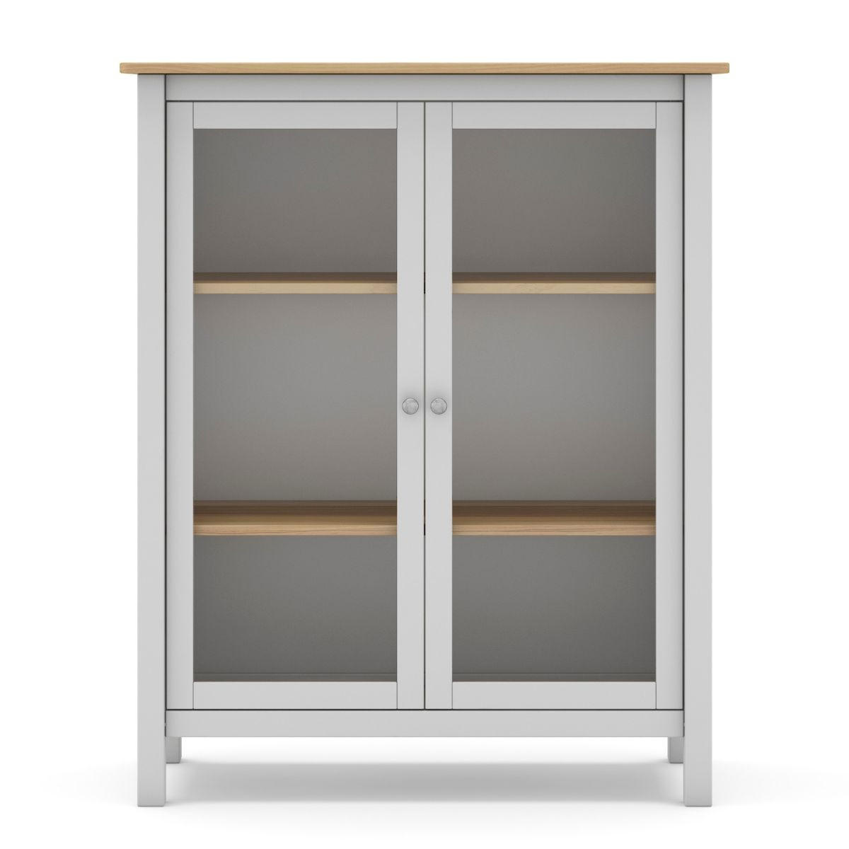 VITRINE 2 Türen L90 x H110 cm - Misti - Weiß, Holz (40/110/90cm) - Calicosy