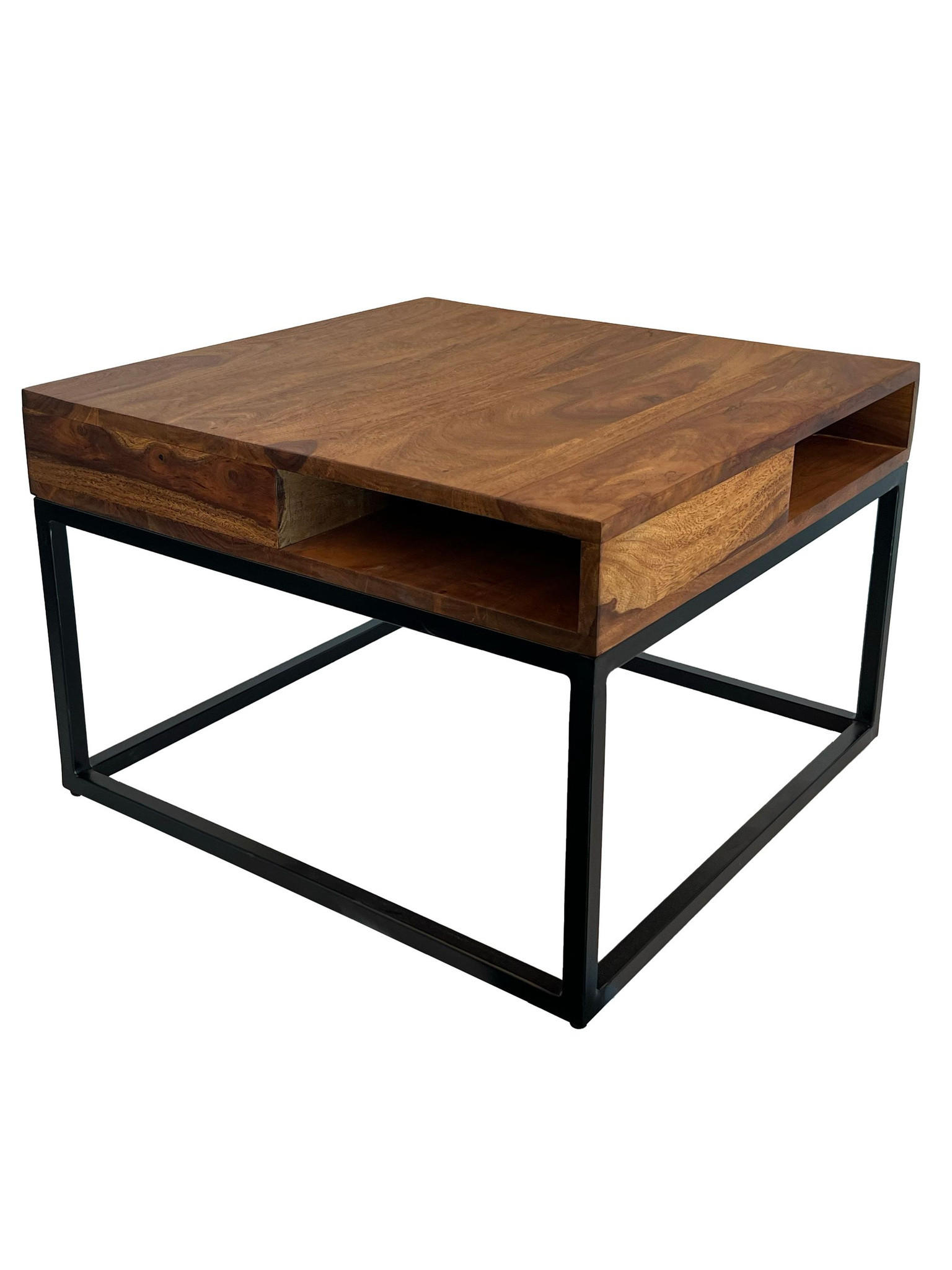 Couchtisch Dunkles Massivholz-Schwarz 60x60x40 cm - SAZAVA   Kadima