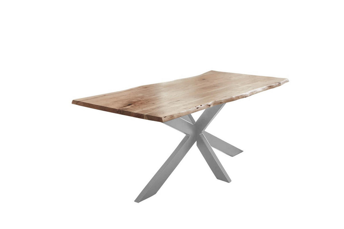 ESSTISCH TABEA - Beige/Silberfarben, Holz/Metall (100/200/77cm) - SAM