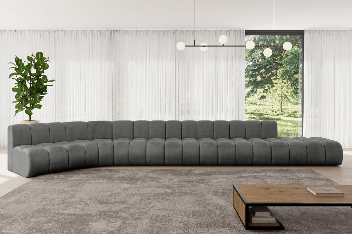 ECKSOFA modulares Sofa Brilo-L3 - 562x174x70 cm Dunkelgrau - Dunkelgrau, Holzwerkstoff/Textil (562/174cm) - ALTDECOR