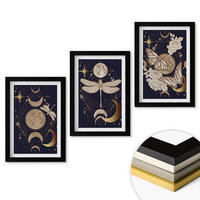 WANDBILDER 3er-Set - 20x30 cm Schwarzer Rahmen - Naturmotive Mondblumen - Schwarz, Kunststoff (20/30cm) - ArtPrintCave