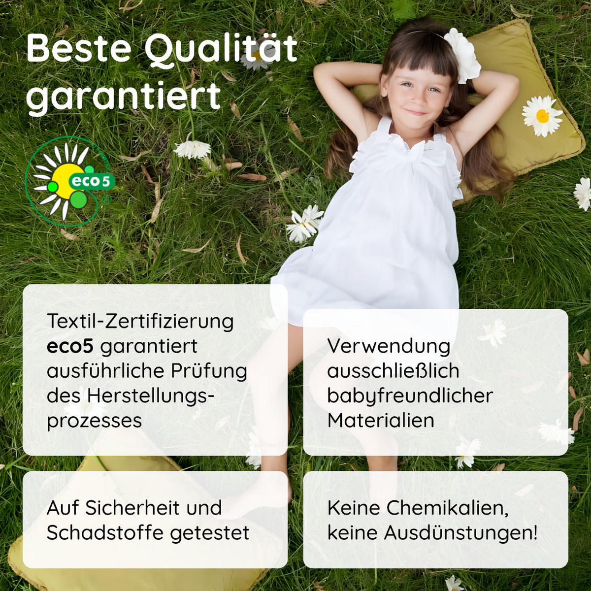 KINDERMATRATZE 60x120 cm 6cm hoch - Weiß, Naturmaterialien (60/120cm) - Kids Collective