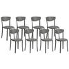 GARTENSTÜHLE 8er-Set Kunststoff dunkelgrau Vieste - Grau, Kunststoff (42/80/40cm) - Beliani