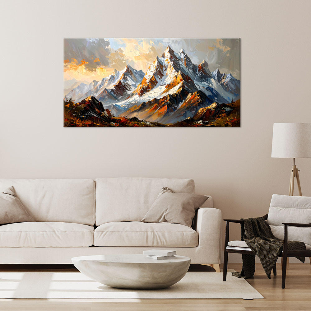 LEINWANDBILD Berglandschaft im Winter 80x40cm - Grau, Textil (80/40cm) - Feeby