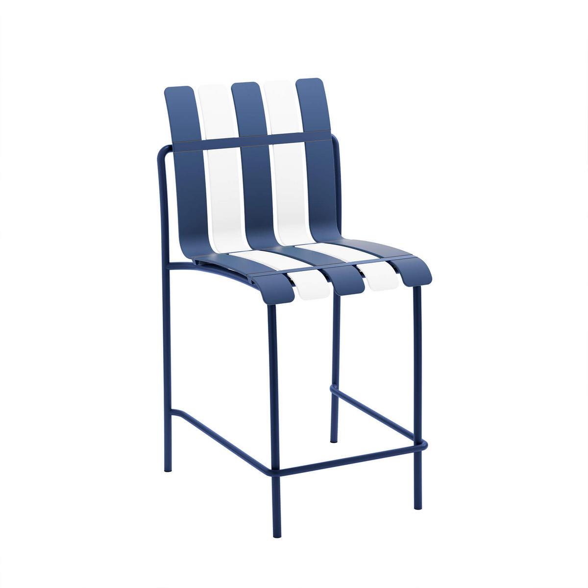 BARHOCKER Weiß Blau 54/49/110 cm 2er-Set - Blau, Metall (54/110/49cm) - Mobili Rebecca