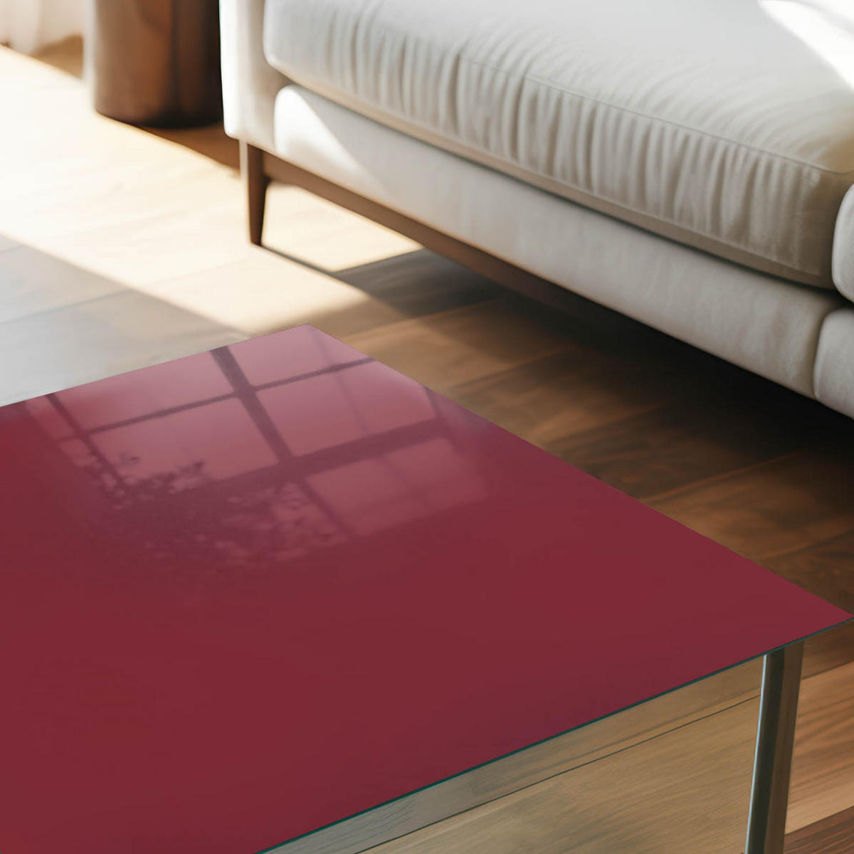 TISCHPLATTE 50x50 cm – Kräftiges Burgunderrot - Grau, Glas (50/50/0.4cm) - Wallfluent