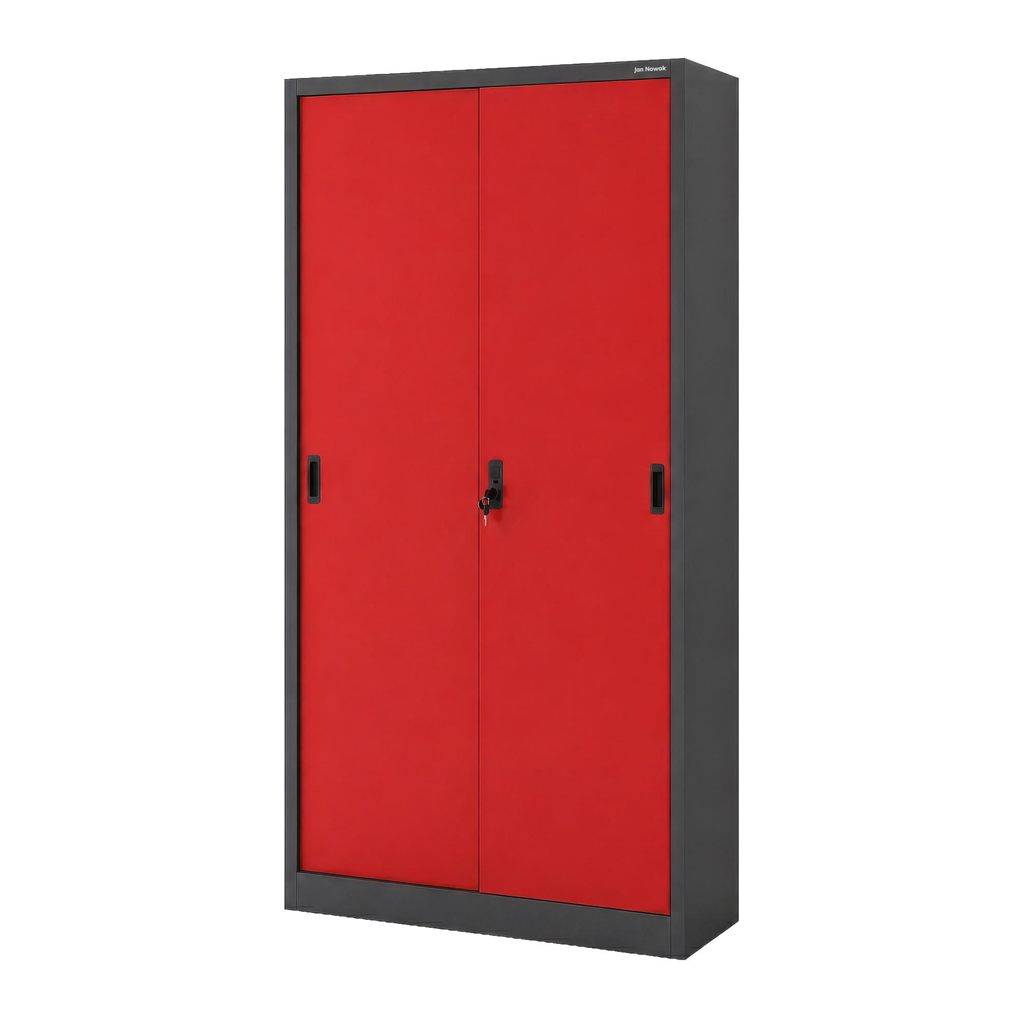 SCHIEBETÜRENSCHRANK KUBA 185x90x40 cm - Anthrazit/Rot, Metall (90/185/40cm) - Jan Nowak