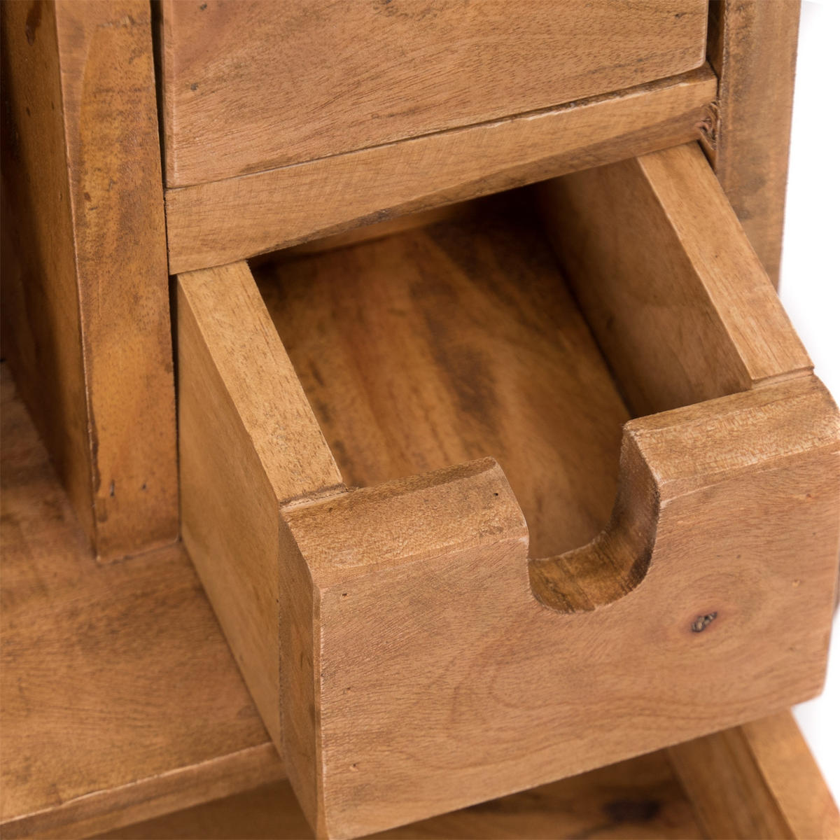 ORGANIZER Case Mahagoni Massivholz, klappbarer Deckel naturfarben - Naturfarben, Holz (22/35/48cm) - CREEDWOOD