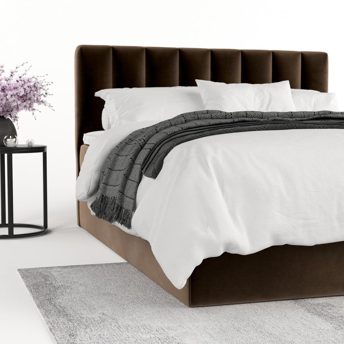 BOXBETT Lusso 200/200 cm Braun im Kronos Stoff - Schwarz/Braun, Holz/Holzwerkstoff (200/200cm) - AltaBeds