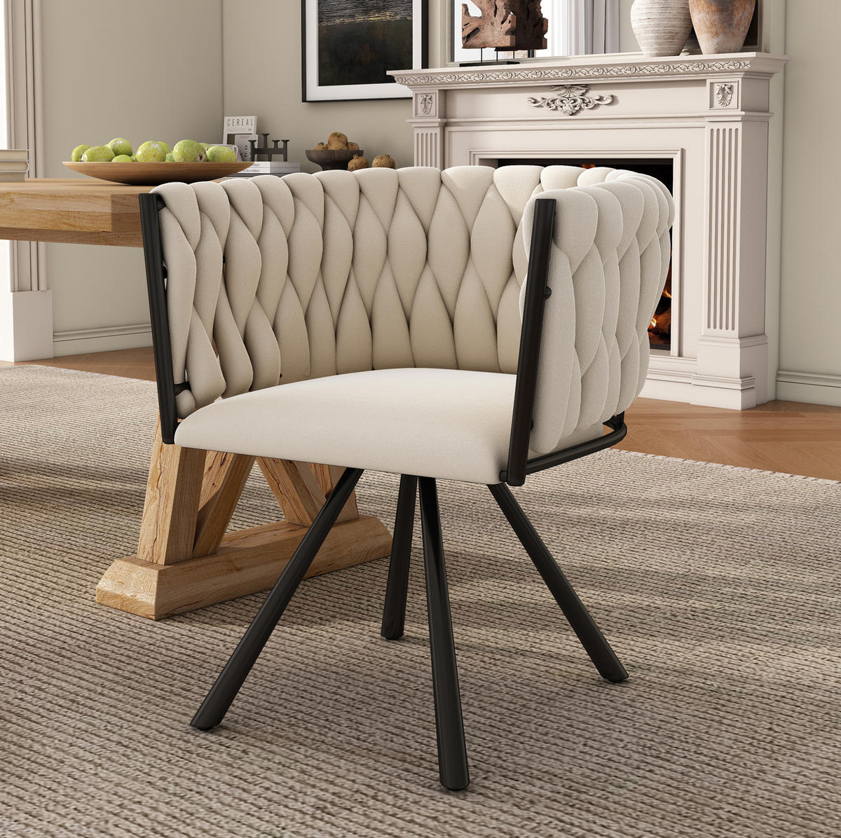 ESSZIMMERSTUHL 6er-Set drehbar Samt Beige mit Metallgestell - Beige, Metall (54/72/59.2cm) - Meubliv