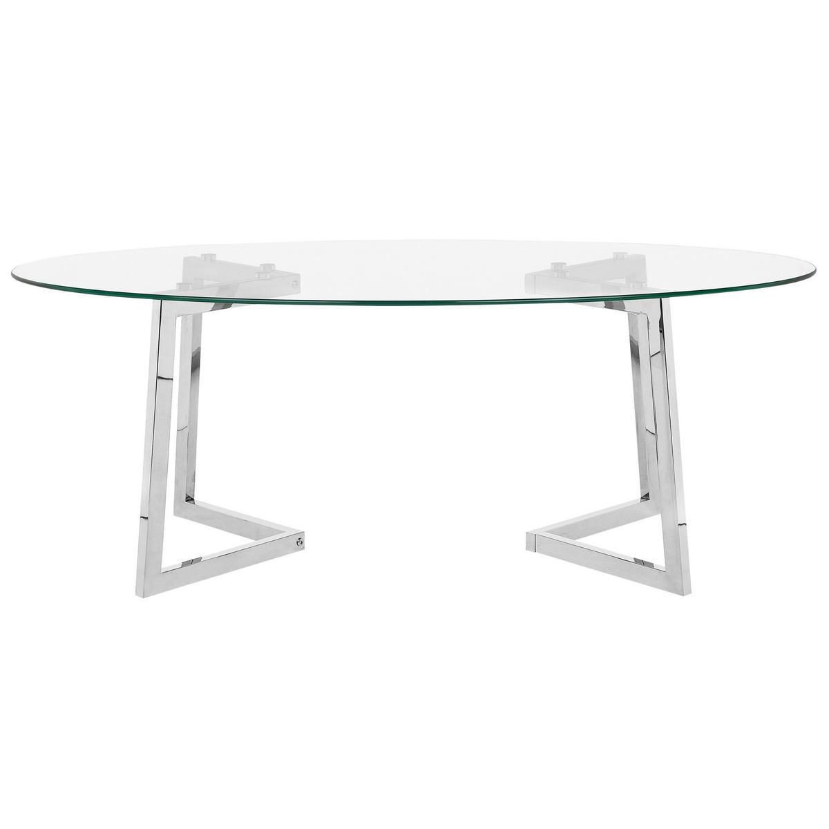 COUCHTISCH Glas Silber oval Fresno - Transparent/Silberfarben, Glas (60/120/45cm) - Beliani