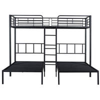 KATNI krevet od metala 90x200 cm crna s ljestvama, zaštitnom ogradom i stolom za 3 osobe - crna, metal (90/200cm) - Modfu