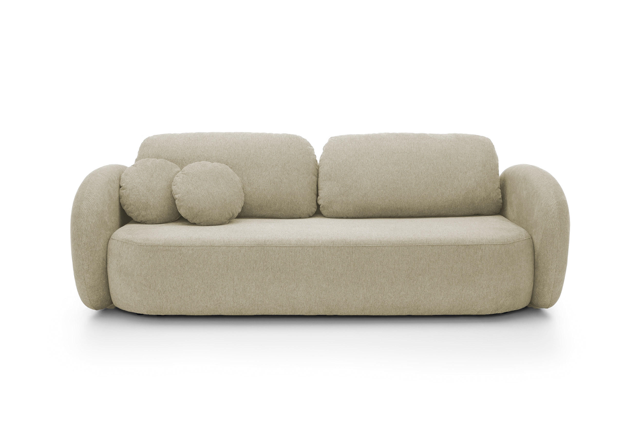SOFA OLIO Mit Schlaffunktion Und Bettkasten, Bonell-Taschenfederung, Aragon-Stoff, lose Rückenkissen, freistehend, 238x101x86 cm Beige - Beige, Holz/Textil (238/86/101cm) - DomoHome