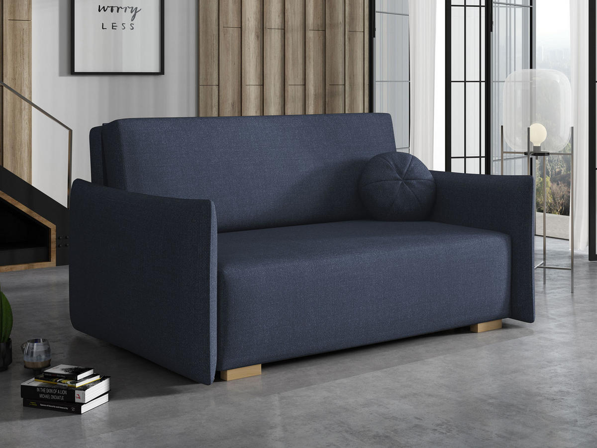SCHLAFSOFA Viva Glov III - Blau/Naturfarben, Holz/Textil (157/85/98cm) - MIRJAN24