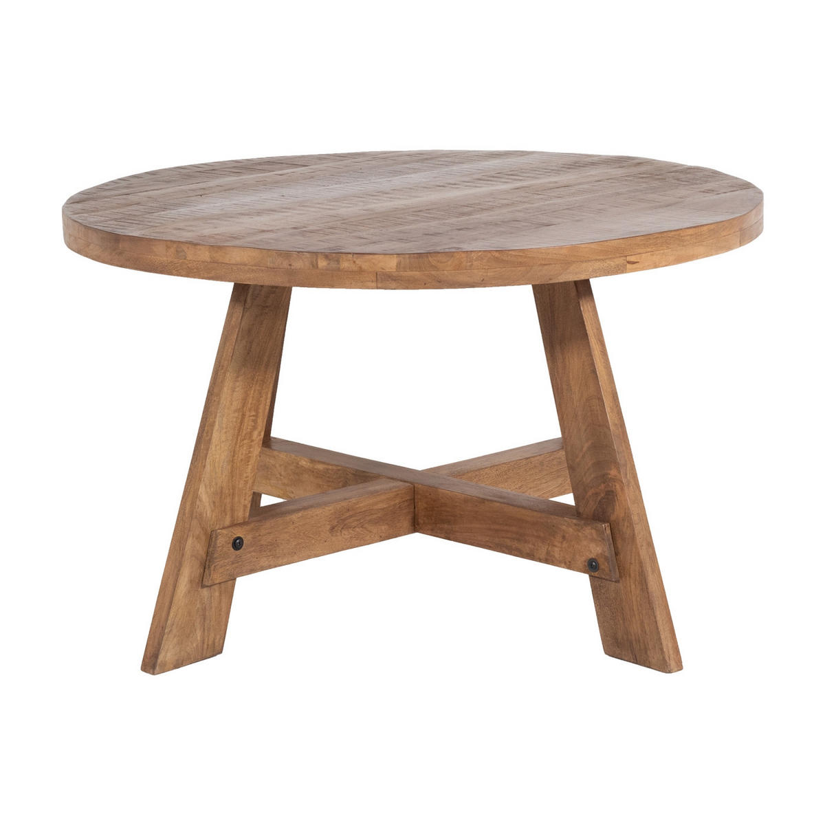 ESSTISCH rund aus Mangoholz 130cm, natürlich - Braun, Metall (130/130/76cm) - Giga Meubel