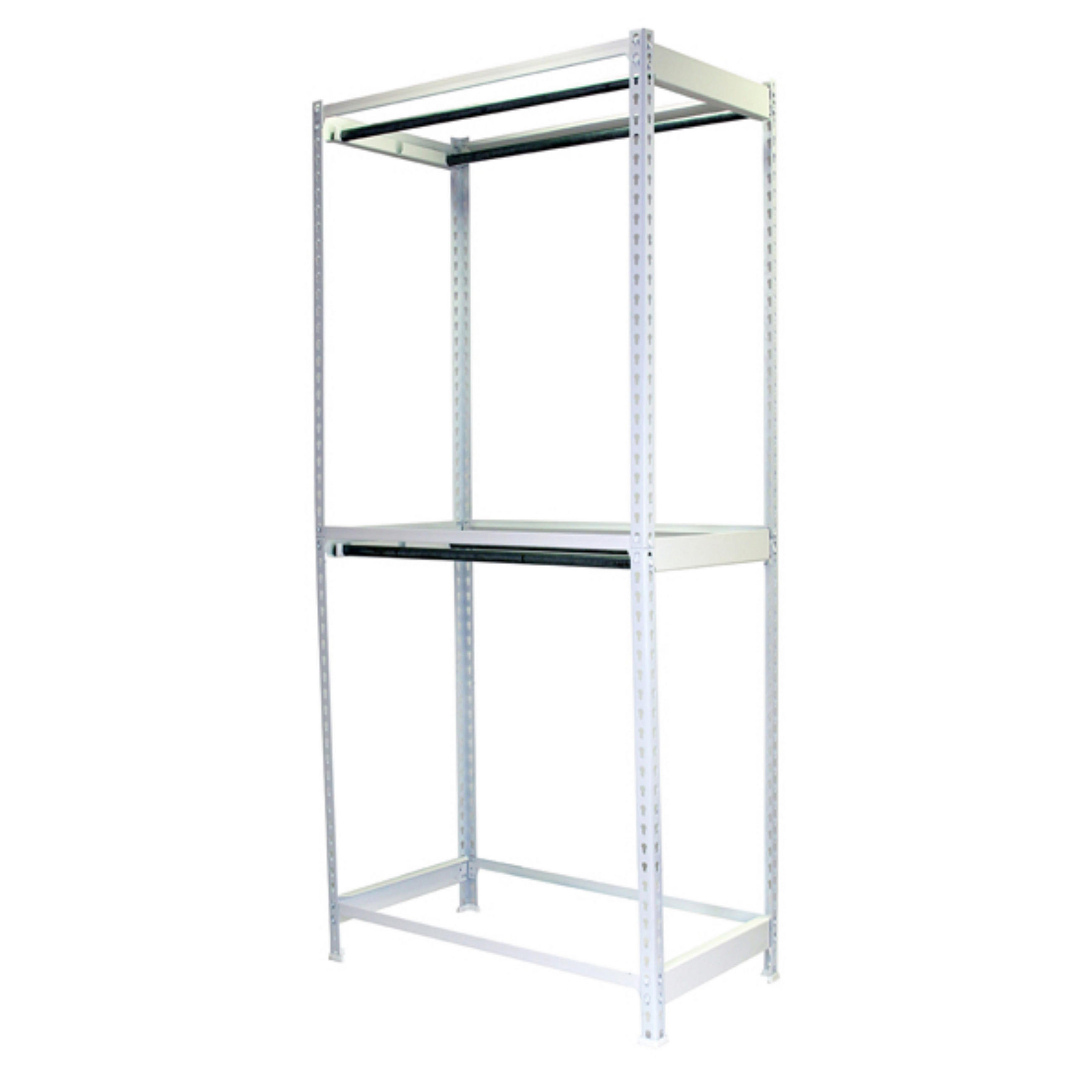 KLEIDERSTANGENREGAL Metal Doppel | HxBxT 250x90x75cm | Weiß | Kleiderständer Garderobe Klamottenregal Stangenregal Regal - Weiß, Metall (90/250/75cm) - PROREGAL