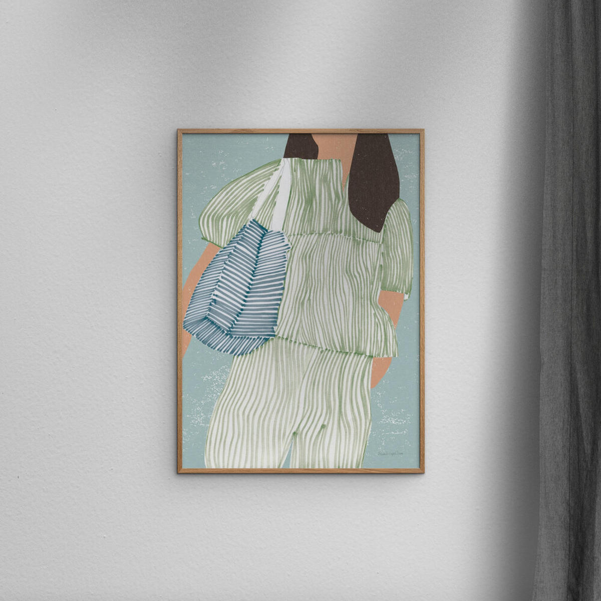 POSTER mit Rahmen Wild Apple - Striped ll - Eichefarben/Grün, Holz/Papier (30/40cm) - Poster&Frame