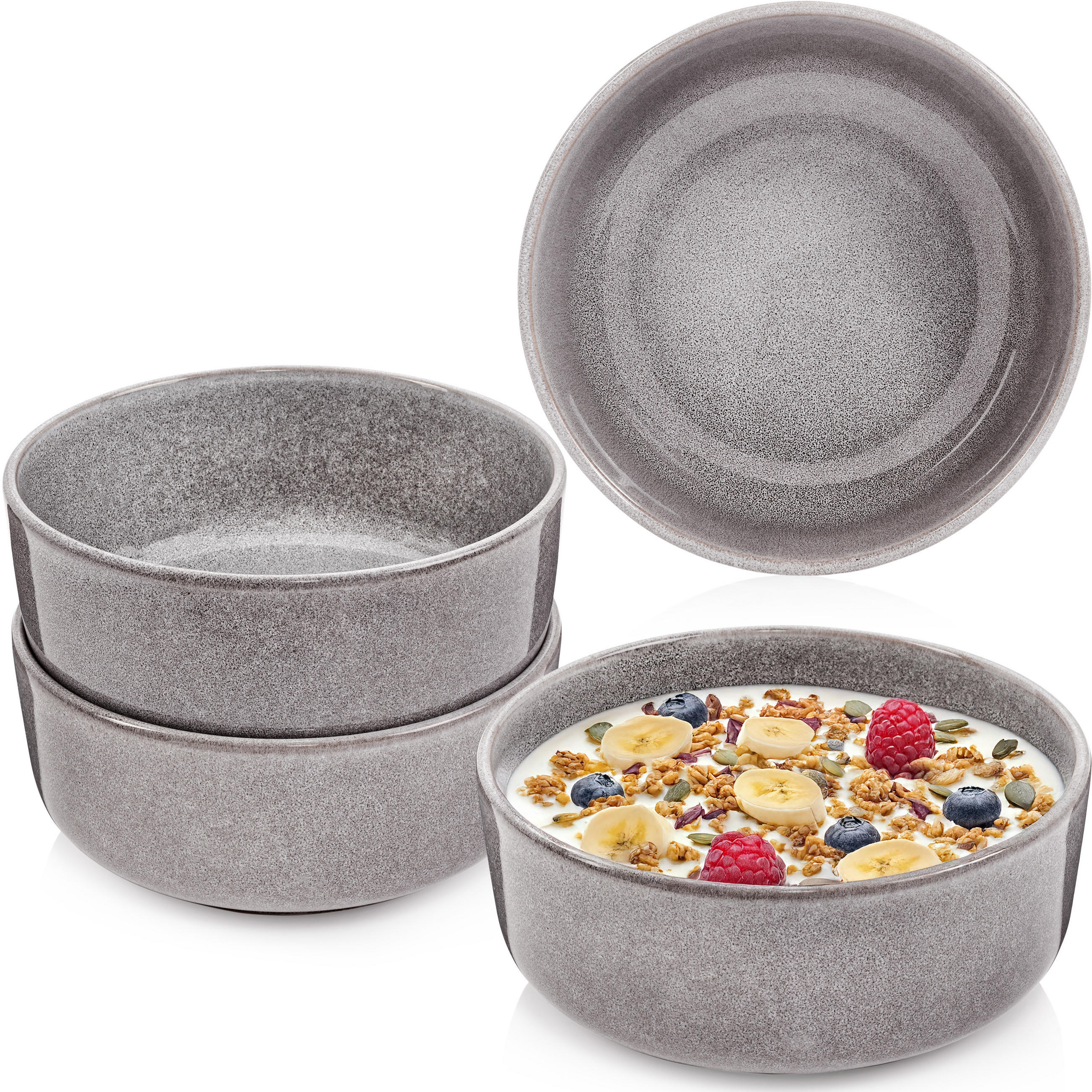 SCHALEN SET KAIRO MONDGRAU - 4 teilig aus Steingut - Dunkelgrau, Keramik (26.5cm) - Sänger