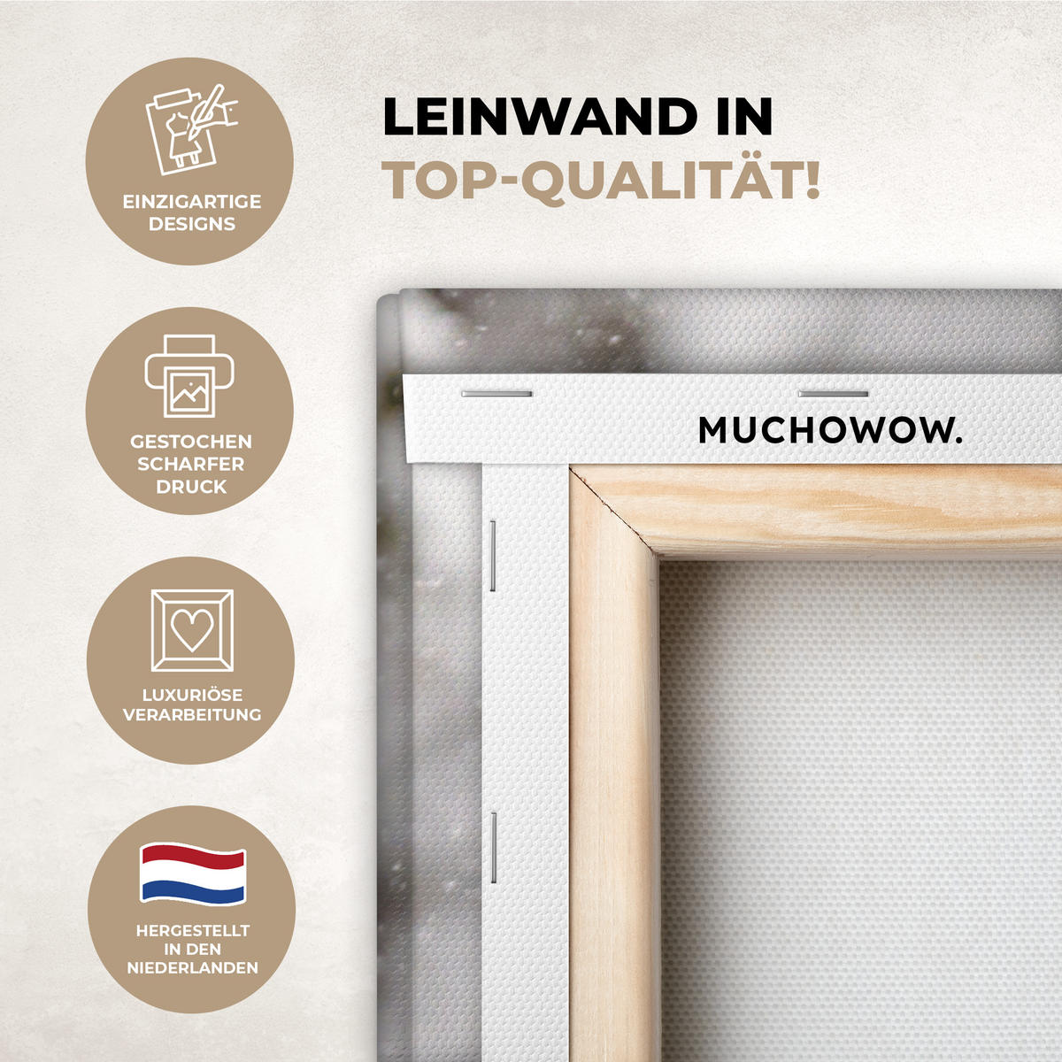 LEINWANDBILD Wolf - Winter - Schnee - Natur - Tiere 60x90 cm - Haselnussfarben, Textil (60/90cm) - MuchoWow