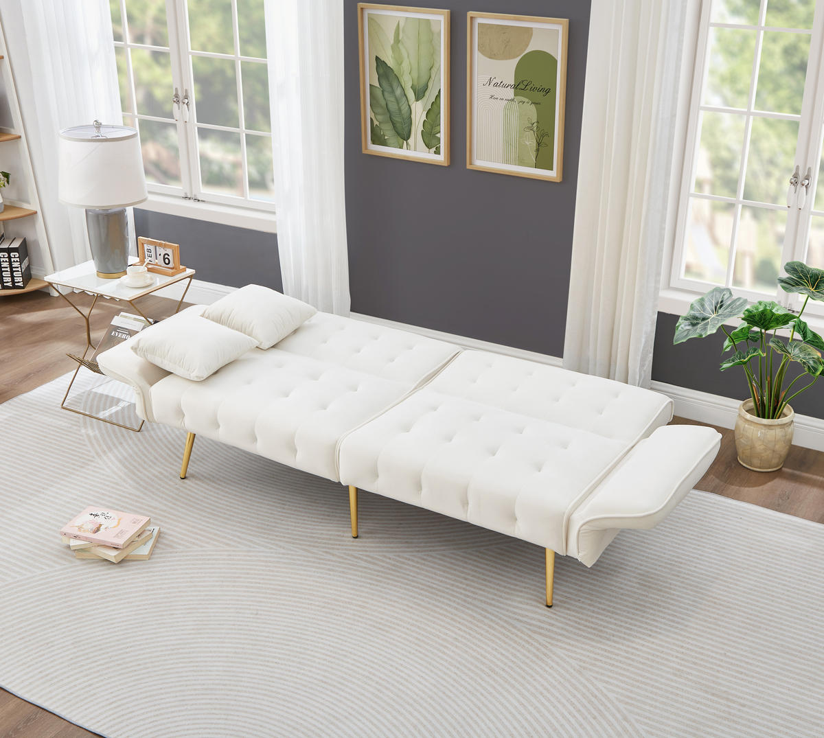 SOFABETT 178/82/70 cm Altweiß - Weiß, Textil (82/70/178cm)