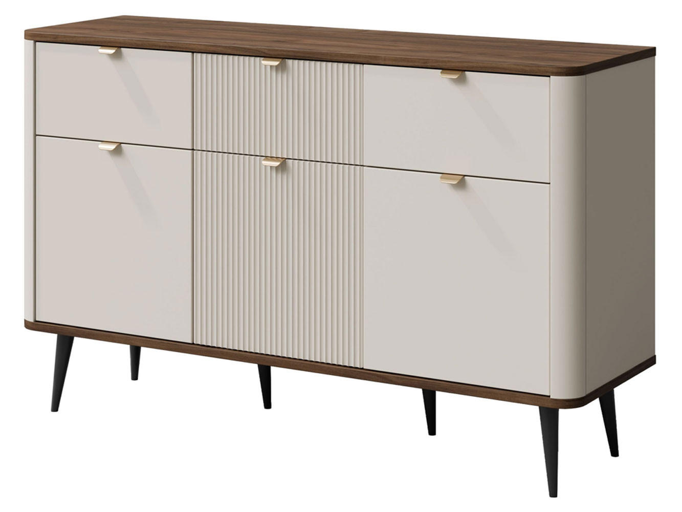 KOMMODE Marly Kaschmir / Walnuss 130 / 40 / 82cm - Kaschmir/Beige, Holz/Holzwerkstoff (130/82/40cm) - Feldmann-Wohnen