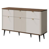 KOMMODE Marly Kaschmir / Walnuss 130 / 40 / 82cm - Kaschmir/Beige, Holz/Holzwerkstoff (130/82/40cm) - Feldmann-Wohnen