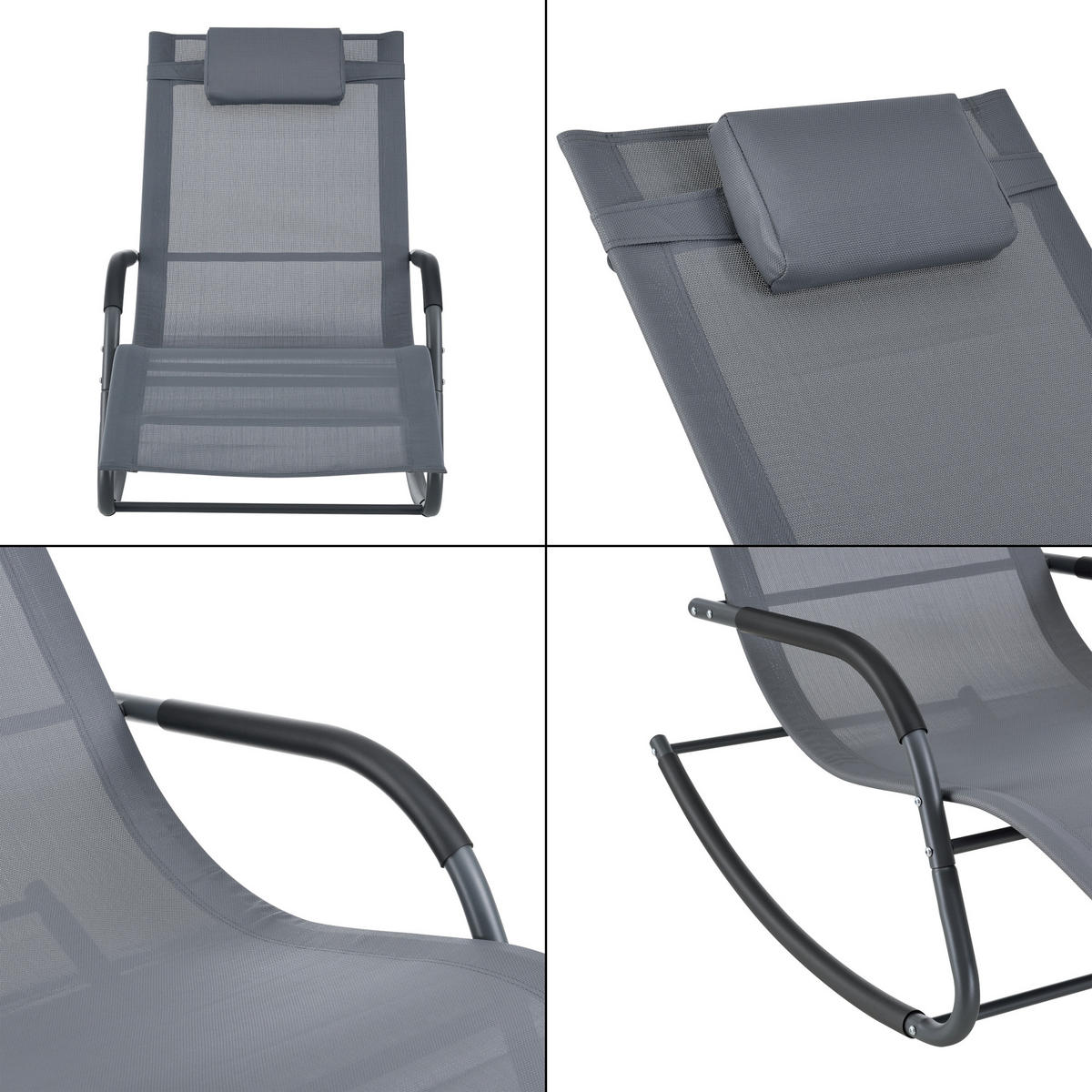 SCHAUKELLIEGE-SET 2 TLG. Caracena - Dunkelgrau, Metall (147/89/63cm) - [en.casa]