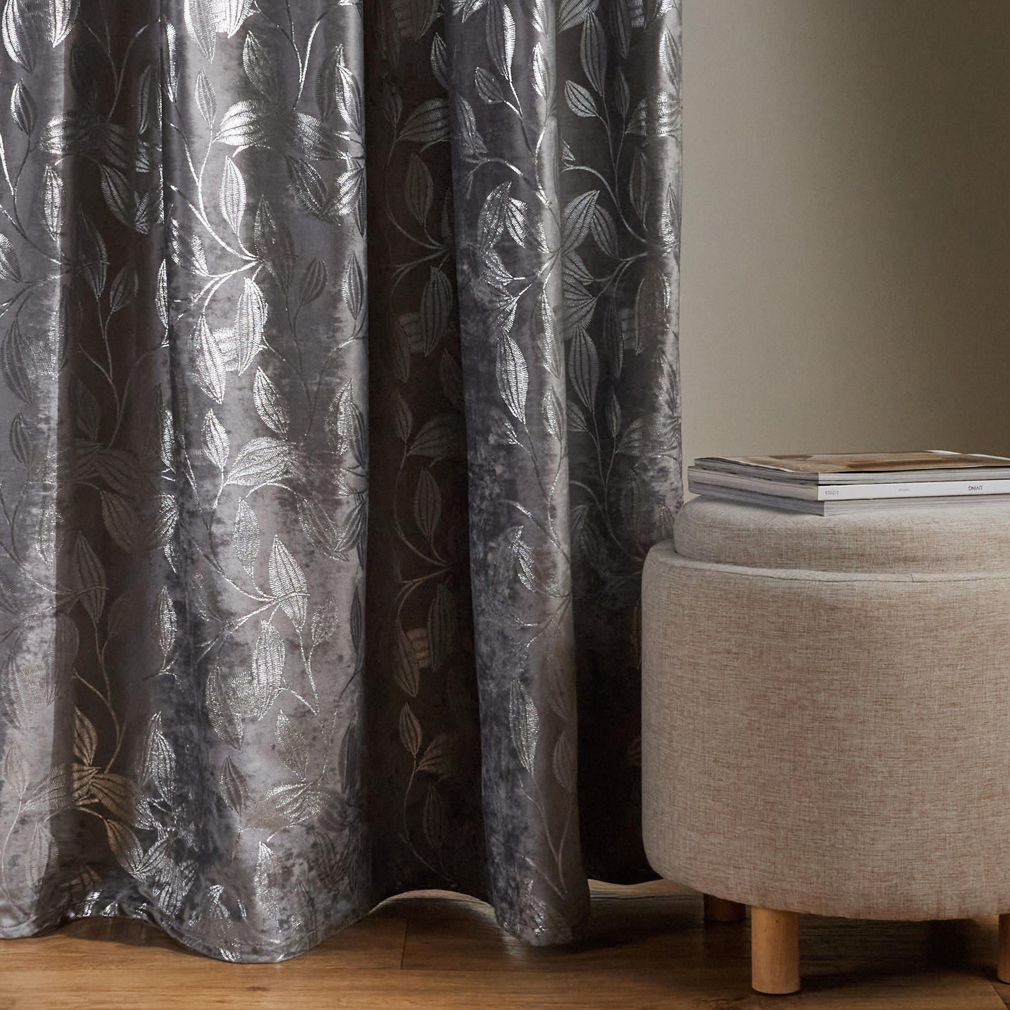 VORHANG Blomstela - Dunkelgrau, Textil (140/1/250cm) - home&you