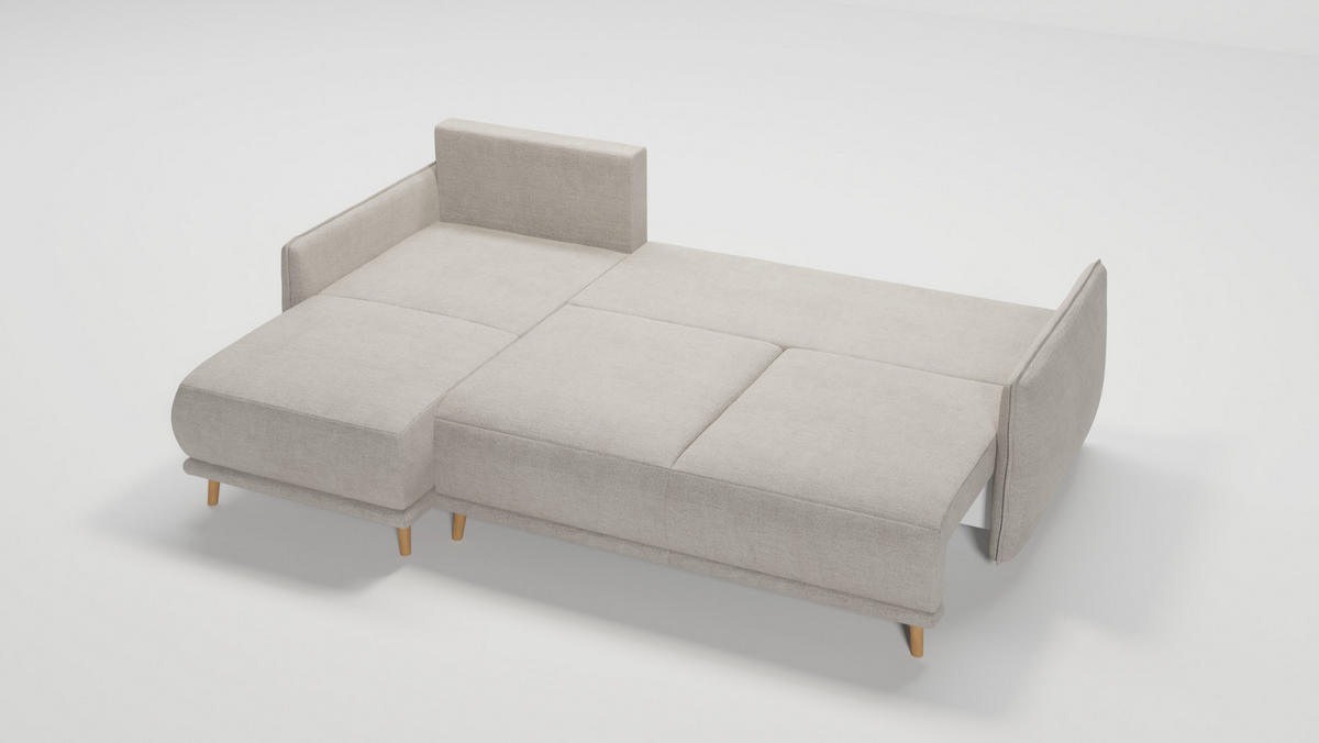 ECKSOFA Chroma Beige Luxusmicrofaser - Ecru/Beige, Holz/Textil (238/170cm) - S-Style Möbel