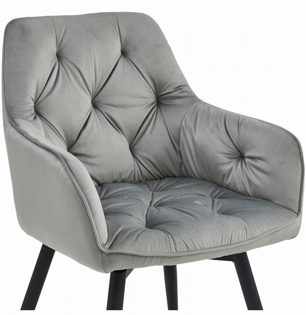 ESSZIMMERSTUHL LUKK360 silbergrauer Sitz, schwarze Beine - Silberfarben/Schwarz, Textil (56/84/61cm) - Valora