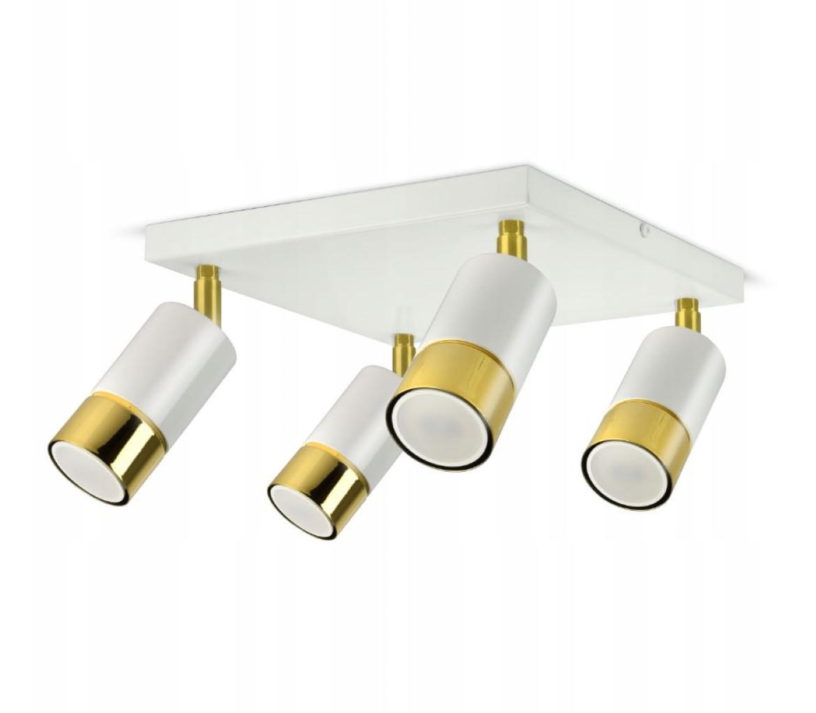 DECKENLEUCHTE Milano Spot - Weiß Hochglanz/Goldfarben, Metall (25/25/18cm) - kiki design